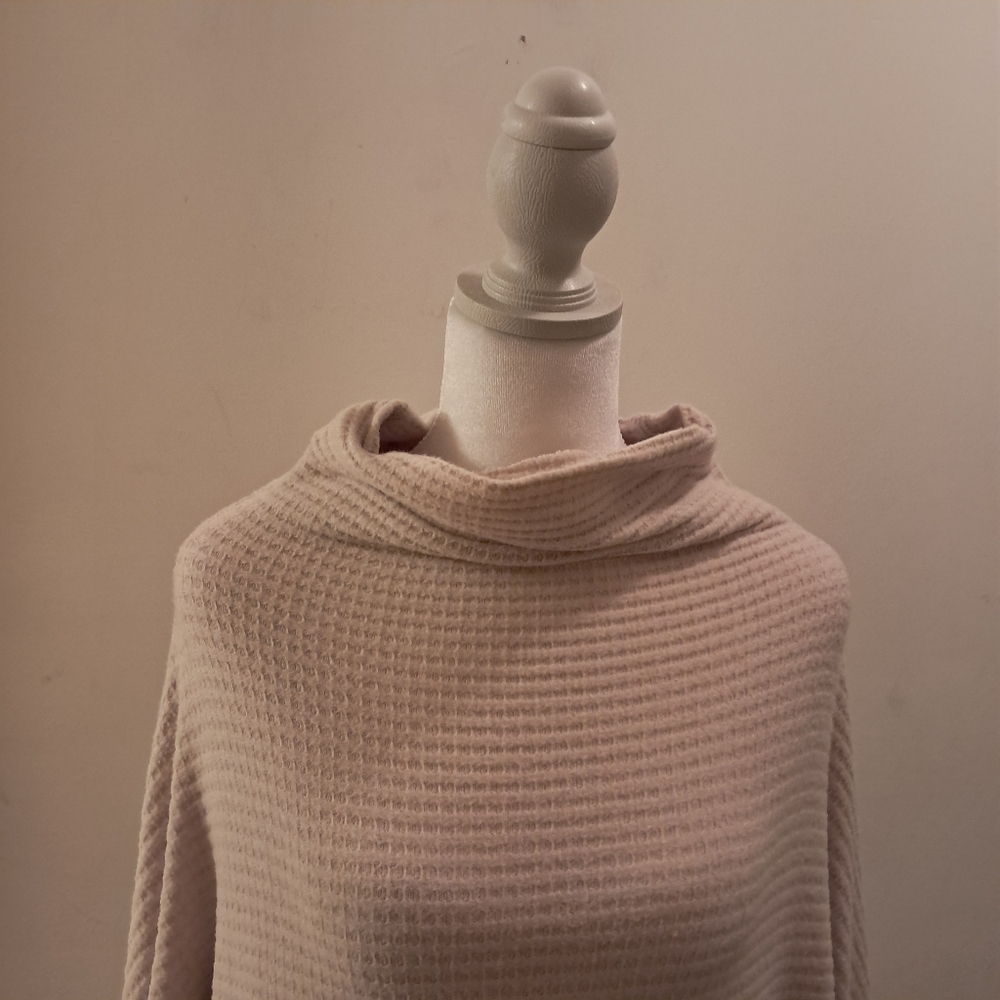 We The Free Sweater Women's Medium M Cream Waffle Cowl Neck Oversized Cozy - Picture 4 of 12